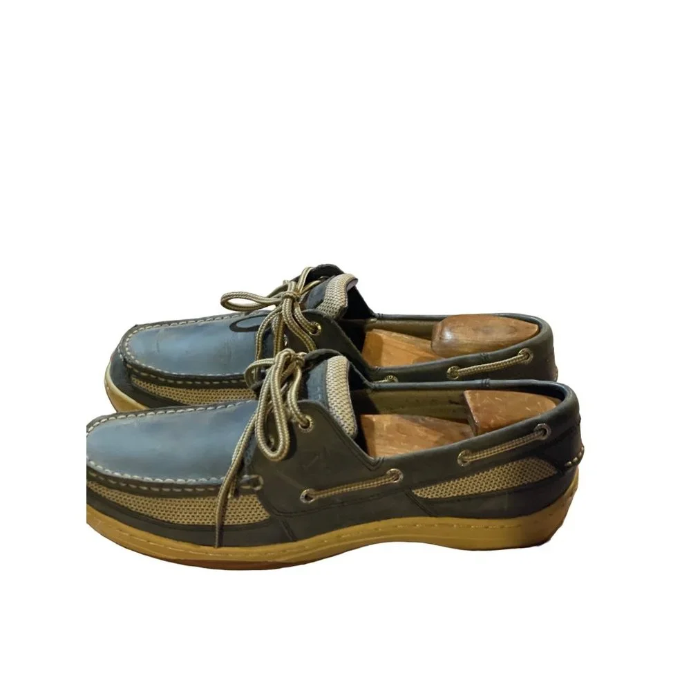 Sperry Top Slider grey leather boat shoe size 10 0770743
